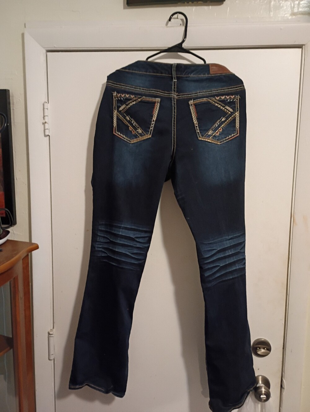 Ariya Dark Blue Flare Jeans with Embroidered Back Pockets